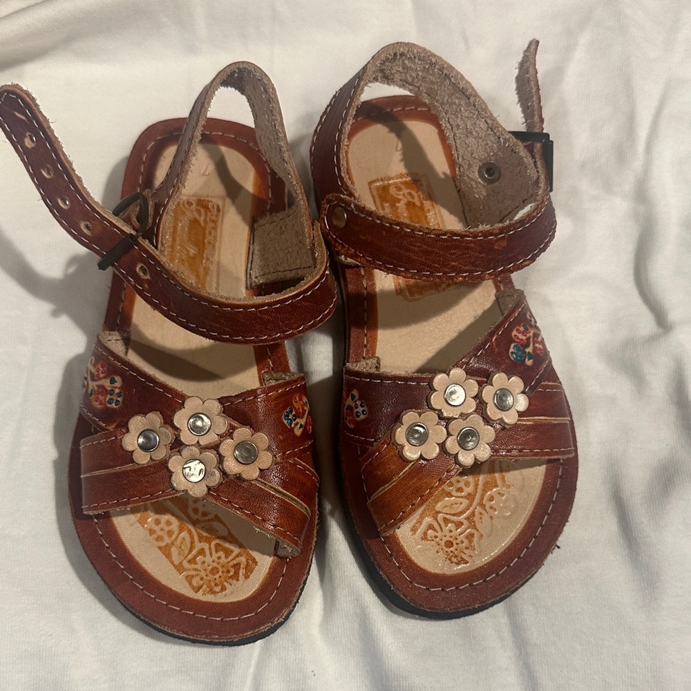 Brown Floral Kids Sandals